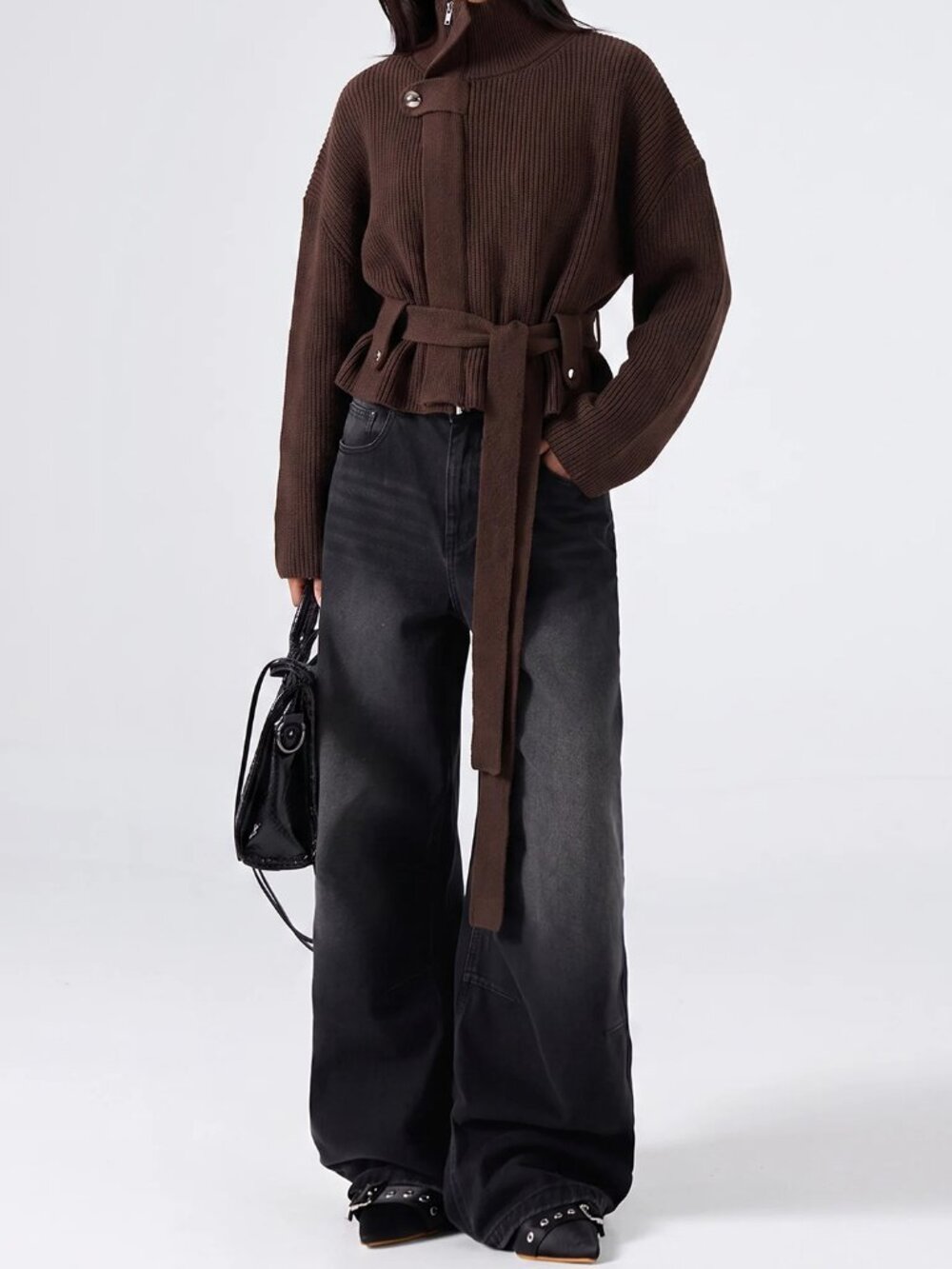 Chocolate Brown Casual Women's Cardigan - Picture 5 of 7